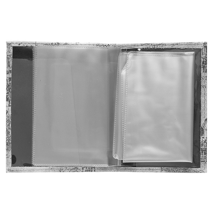 Набор: обложка для паспорта и водительских документов Pierre Cardin Vintage, кожзам, серый