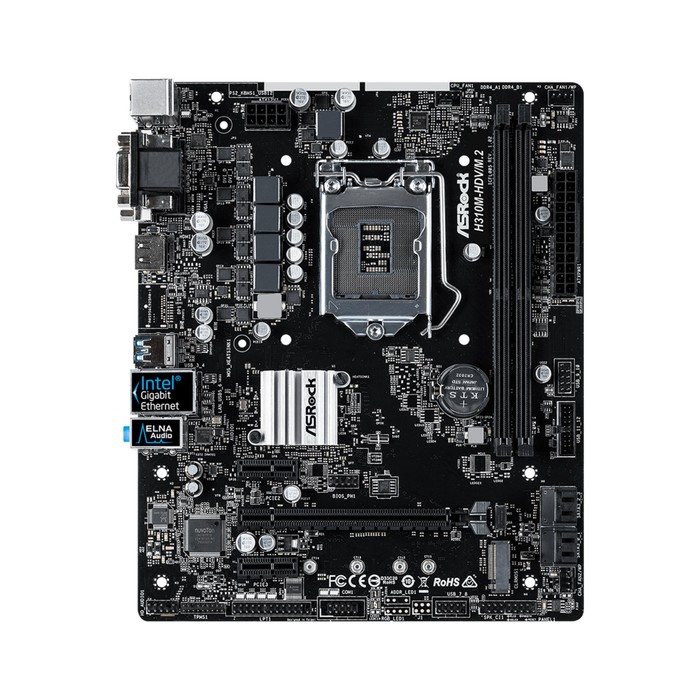 Материнская плата Asrock H310M-HDV/M.2 Soc-1151v2 Intel 2xDDR4 mATX AC97 GbLAN+VGA+DVI+HDMI 394089
