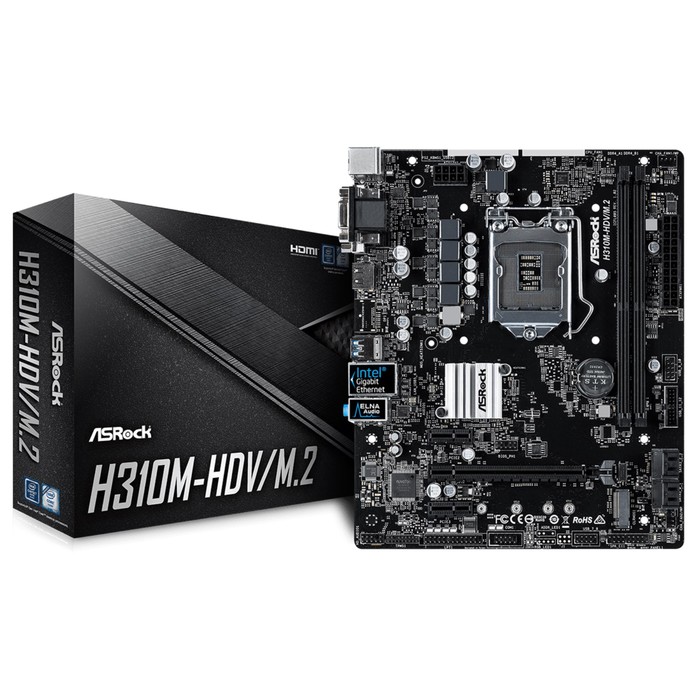Материнская плата Asrock H310M-HDV/M.2 Soc-1151v2 Intel 2xDDR4 mATX AC97 GbLAN+VGA+DVI+HDMI 394089