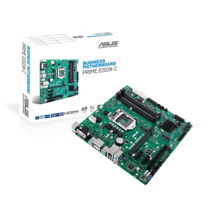 Материнская плата Asus PRIME B360M-C Soc-1151v2 Intel 4xDDR4 mATX AC97 7.1 GbLAN+VGA+HDMI+DP 39408