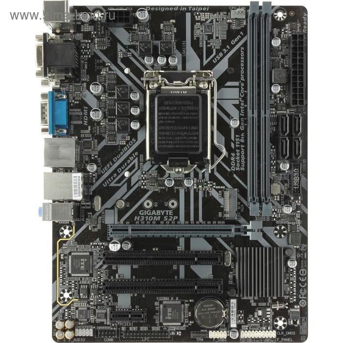 фото Материнская плата gigabyte h310m s2p soc-1151v2 intel 2xddr4 matx ac97 7.1 lan+vga+dvi+hdmi 394090