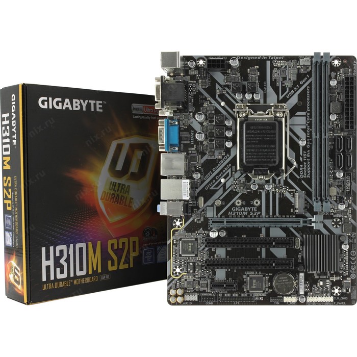 Материнская плата Gigabyte H310M S2P Soc-1151v2 Intel 2xDDR4 mATX AC97 7.1 LAN+VGA+DVI+HDMI 394090