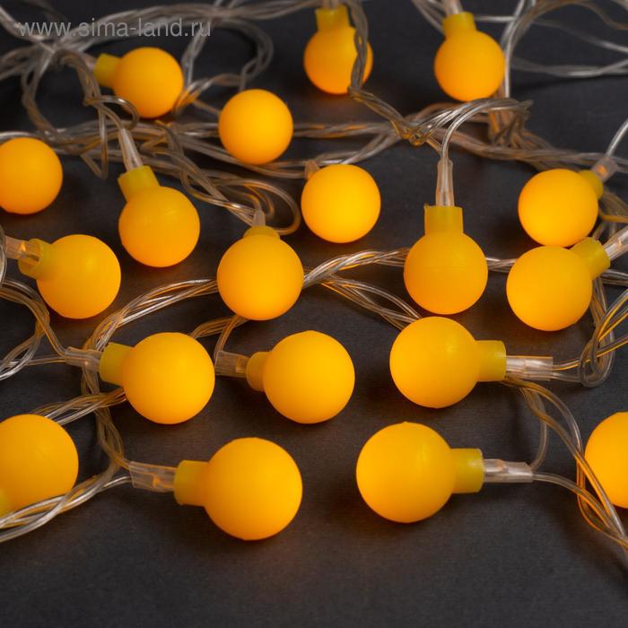 фото Гирлянда "нить" 5 м с насадками "шарики жёлтые", ip20, прозрачная нить, 30 led, свечение жёлтое, 8 режимов, 220 в luazon lighting