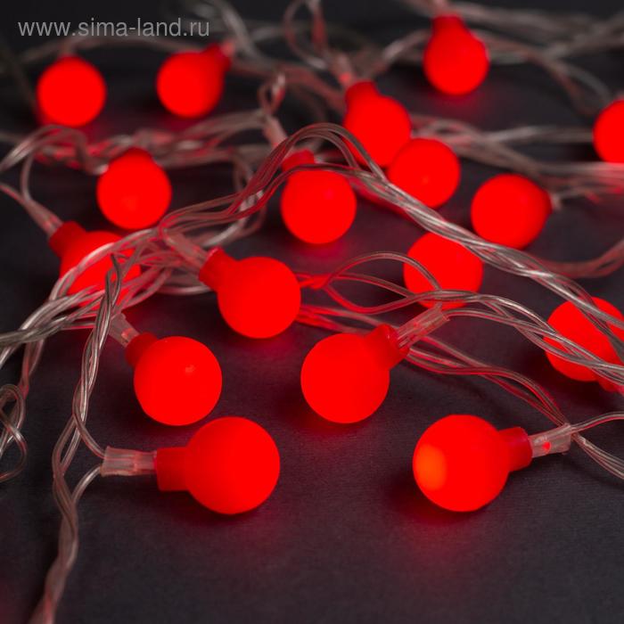фото Гирлянда "нить" 5 м с насадками "шарики красные", ip20, прозрачная нить, 30 led, свечение красное, 8 режимов, 220 в luazon lighting