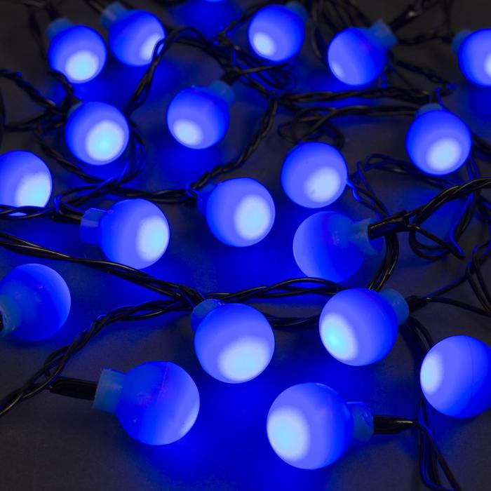 фото Гирлянда "нить" 5 м с насадками "шарики синие", ip20, тёмная нить, 30 led, свечение синее, 8 режимов, 220 в luazon lighting