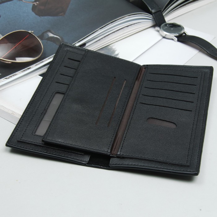 Кошелёк мужской, 4 отдела, для карт, для монет, цвет чёрный