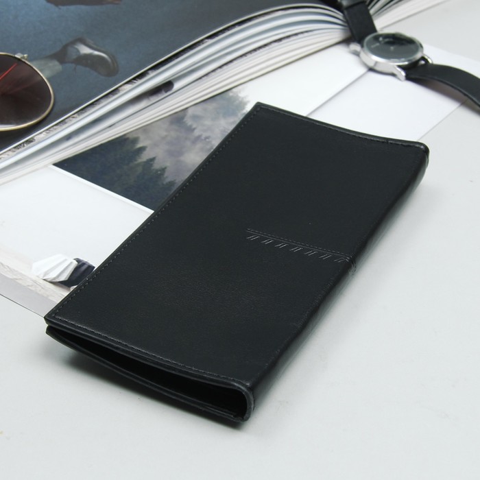 Кошелёк мужской, 4 отдела, для карт, для монет, цвет чёрный