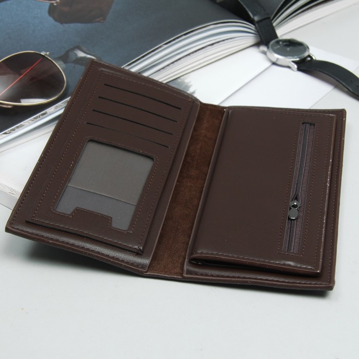 Кошелёк мужской, 4 отдела, для карт, для монет, цвет коричневый