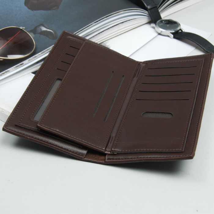 Кошелёк мужской, 4 отдела, для карт, для монет, цвет коричневый