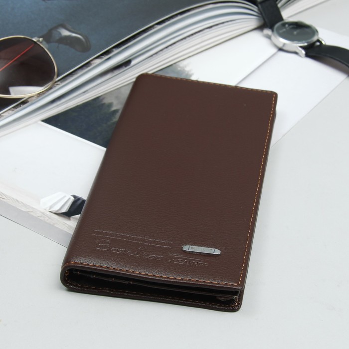 Кошелёк мужской, 4 отдела, для карт, цвет коричневый
