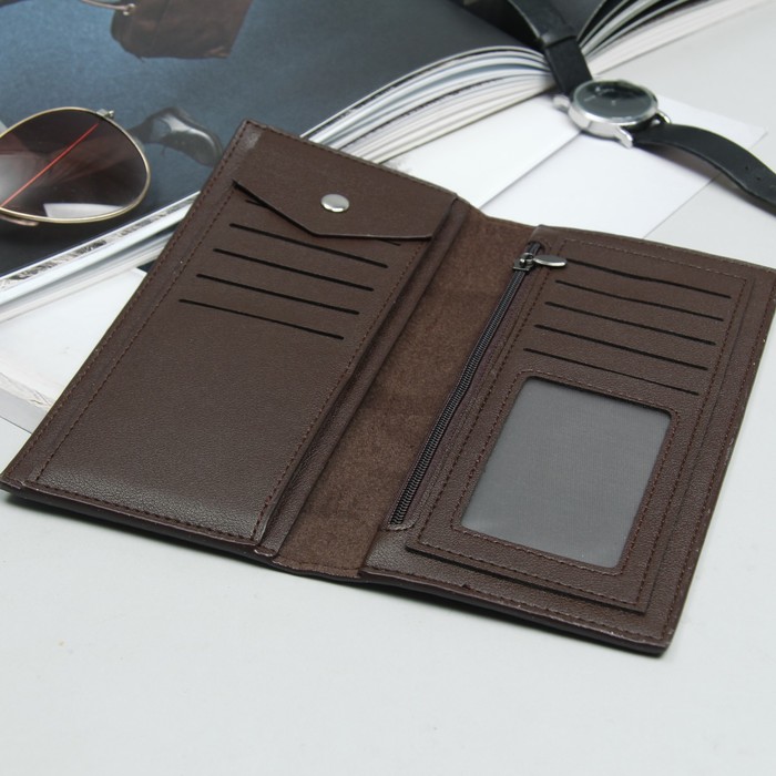 Кошелёк мужской, 4 отдела, для карт, для монет, цвет коричневый
