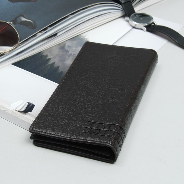 Кошелёк мужской, 4 отдела, для карт, для монет, цвет коричневый