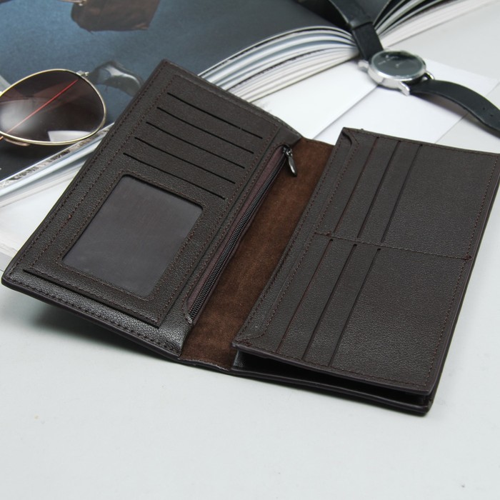 Кошелёк мужской, 4 отдела, для карт, для монет, цвет коричневый