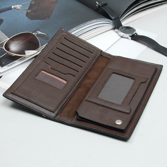Кошелёк мужской, 4 отдела, для карт, для монет, цвет коричневый