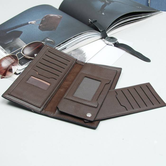 Кошелёк мужской, 4 отдела, для карт, для монет, цвет коричневый