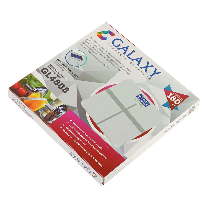 Весы электронные Galaxy GL 4808, до 180 кг, от 2*AAA, ЖК-дисплей, деление 100 г