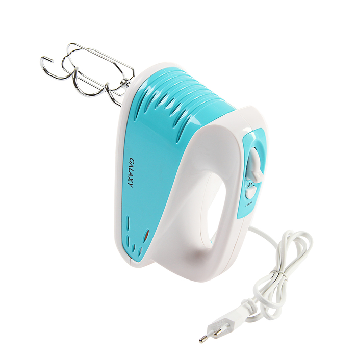 Миксер Galaxy GL 2208, 300 Вт, 2 комплекта насадок, 5 скоростей, режим "Турбо", голубой