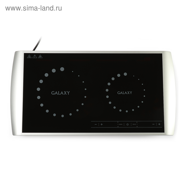 фото Плитка индукционная galaxy gl 3056, 2900 вт, 2 конфорки, чёрно-серебристая