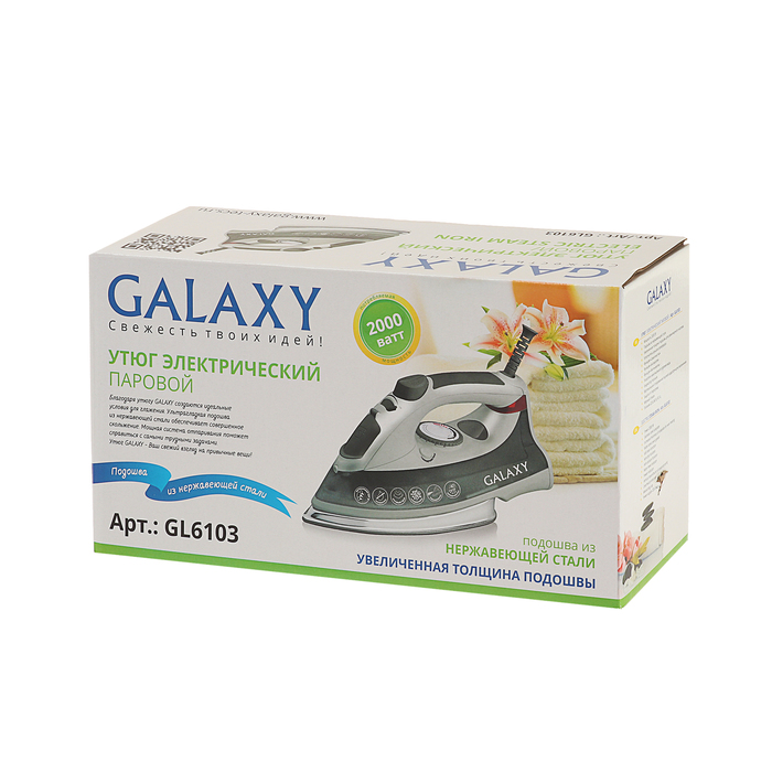 Утюг Galaxy GL 6103, 2000Вт, подошва из нерж. стали, функц:самоочистка,антикапля,антинакипь 388074
