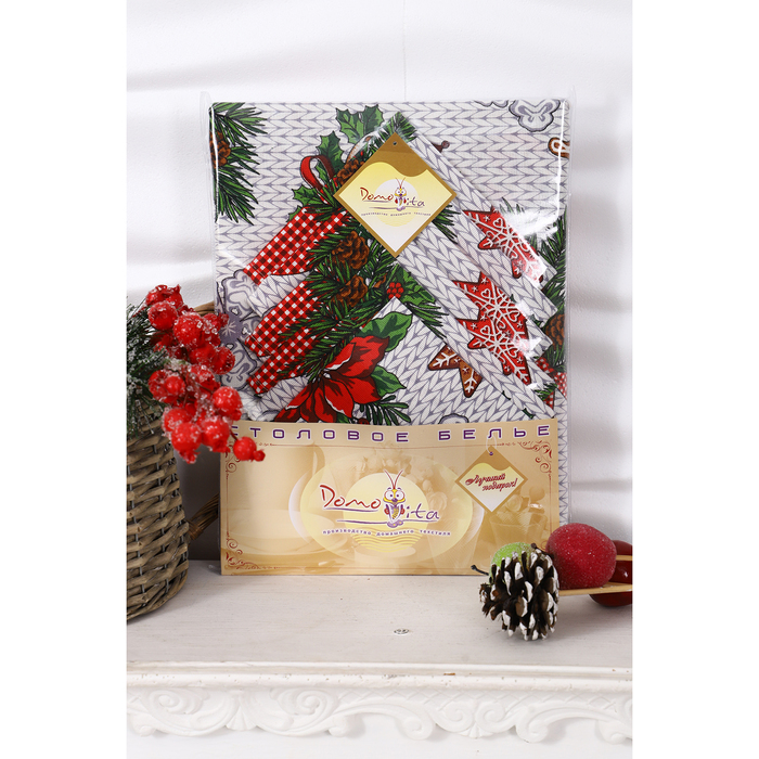 Столовый набор DomoVita "Новогодняя фантазия":скат.150х150+6 салф 30х30, хлопок 170 г/м2 рог 38818