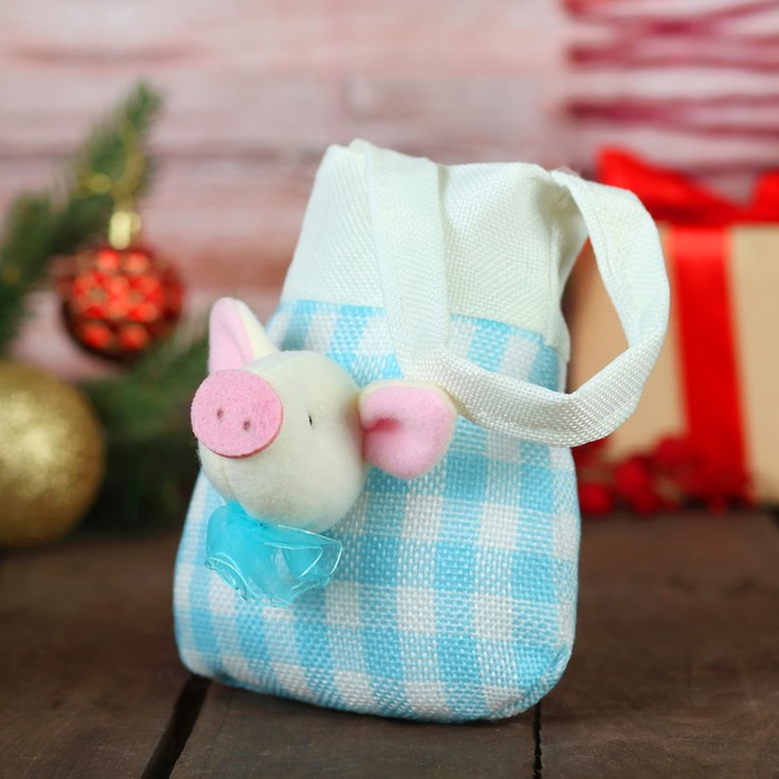 Сумочка "Поросёнок" в клеточку. цвета МИКС