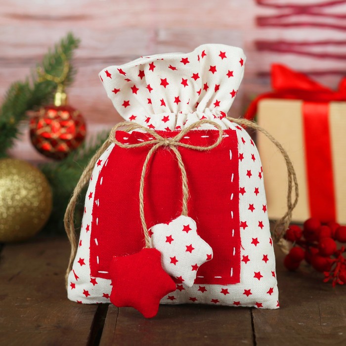 Мешок для подарков "Звёздочка" на завязках, цвета МИКС, 15 х 20 см