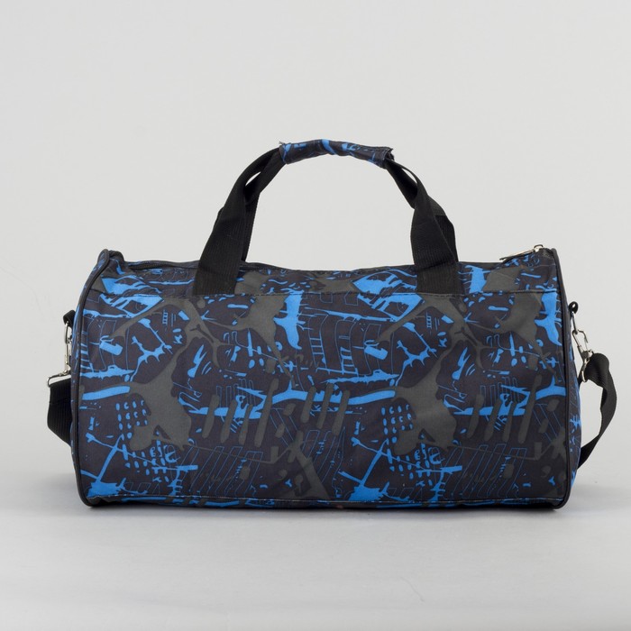 Сумка спортивная «Граффити», отдел на молнии, длинный ремень, цвет чёрный/синий