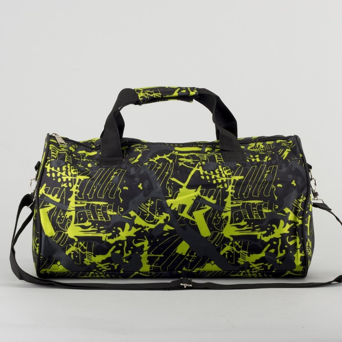 Сумка спортивная «Граффити», отдел на молнии, длинный ремень, цвет чёрный/зелёный