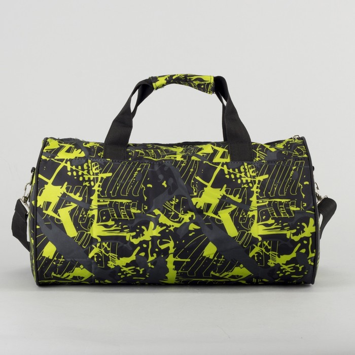 Сумка спортивная «Граффити», отдел на молнии, длинный ремень, цвет чёрный/зелёный