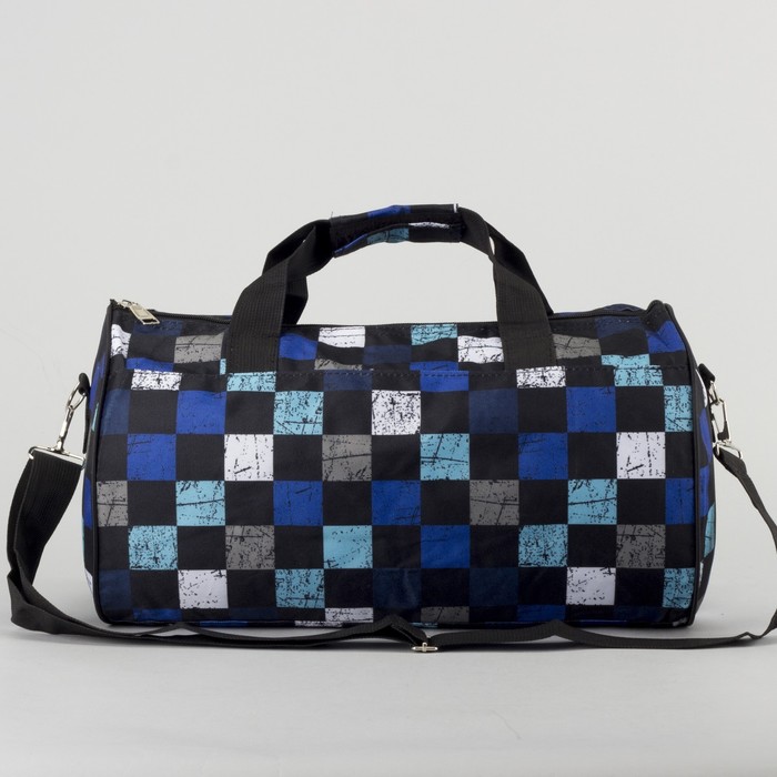 Сумка спортивная «Кубик», отдел на молнии, длинный ремень, цвет чёрный/синий