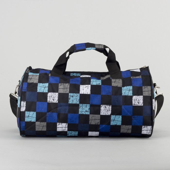 Сумка спортивная «Кубик», отдел на молнии, длинный ремень, цвет чёрный/синий