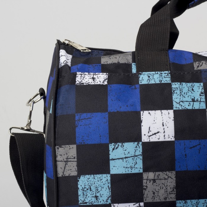 Сумка спортивная «Кубик», отдел на молнии, длинный ремень, цвет чёрный/синий