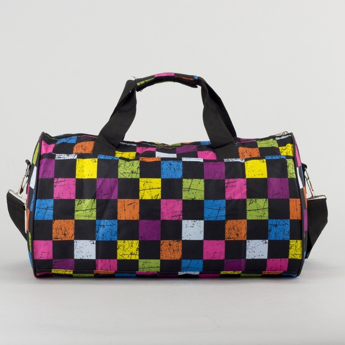 Сумка спортивная «Кубик», отдел на молнии, длинный ремень, цвет чёрный/цветной