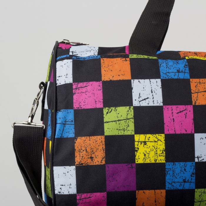 Сумка спортивная «Кубик», отдел на молнии, длинный ремень, цвет чёрный/цветной