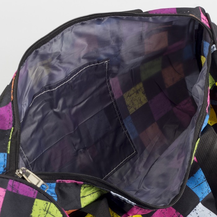 Сумка спортивная «Кубик», отдел на молнии, длинный ремень, цвет чёрный/цветной