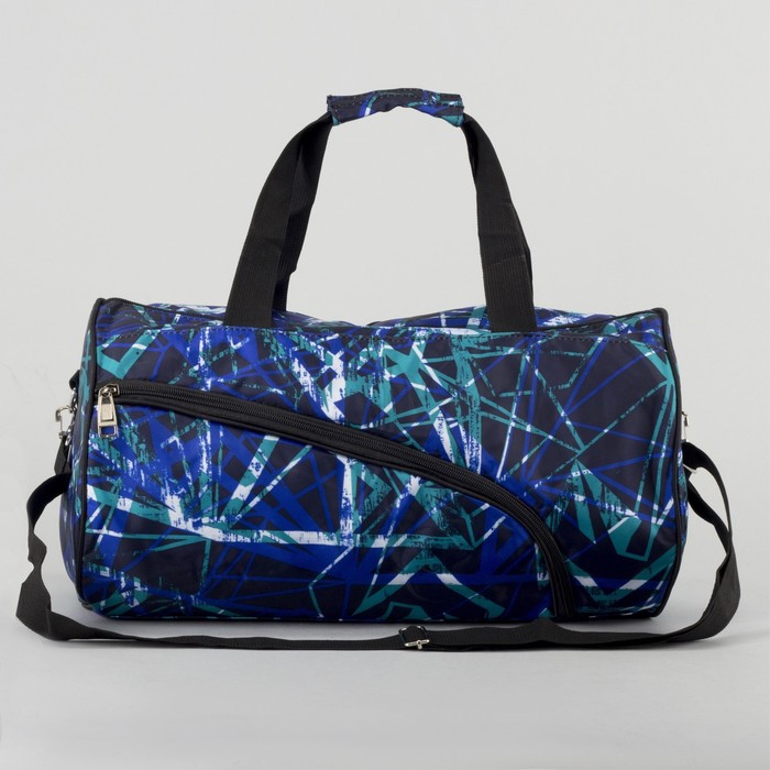 Сумка спортивная «Лучи», отдел на молнии, наружный карман, длинный ремень, цвет чёрный/зелёный