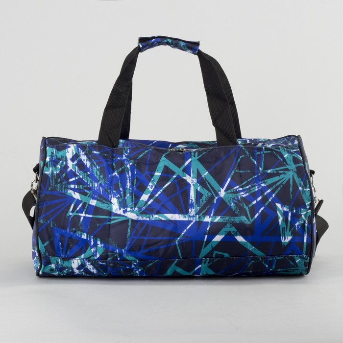 Сумка спортивная «Лучи», отдел на молнии, наружный карман, длинный ремень, цвет чёрный/зелёный