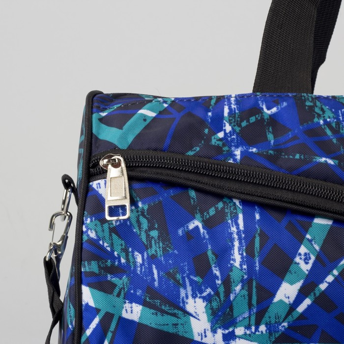 Сумка спортивная «Лучи», отдел на молнии, наружный карман, длинный ремень, цвет чёрный/зелёный