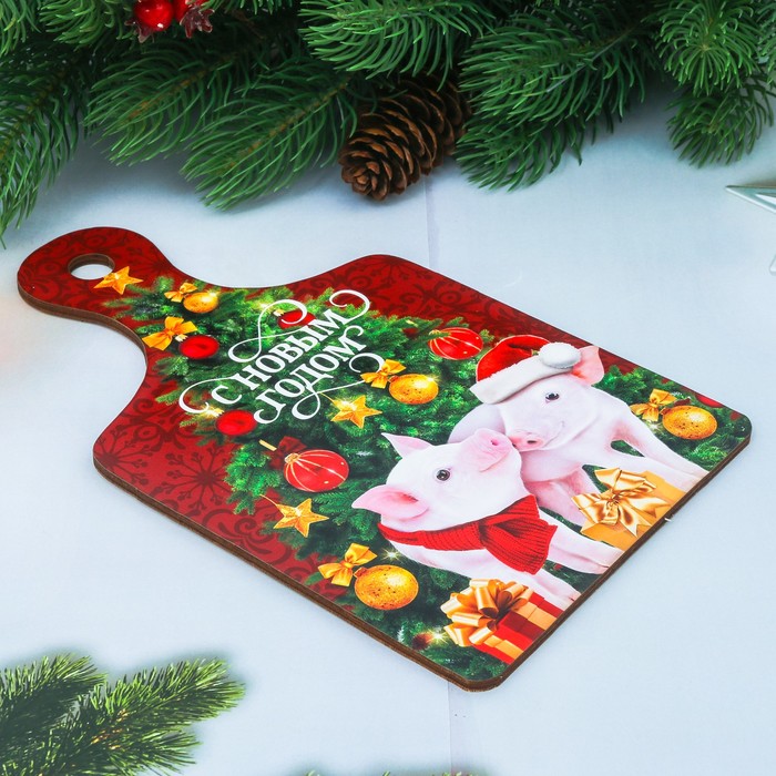 Доска разделочная "С Новым Годом" ёлка, 15 х 25 см