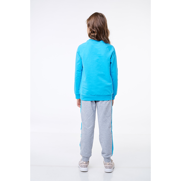 Комплект для девочки, цвет голубой/серый меланж, рост 140