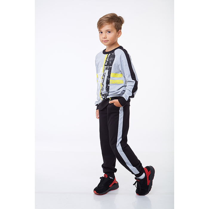 Комплект для мальчика, цвет серый меланж/черный, рост 116