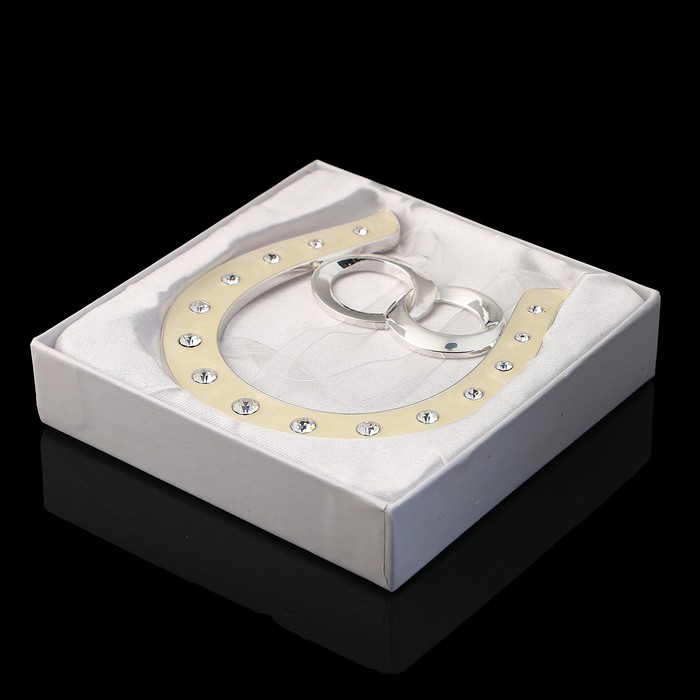 Сувенир «Подкова», с кольцами, подвесная, 10×0,5×10,5 см, с кристаллами Сваровски