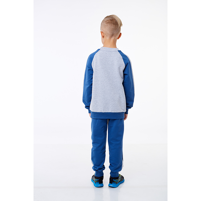 Комплект для мальчика, цвет серый меланж/синий, рост 122