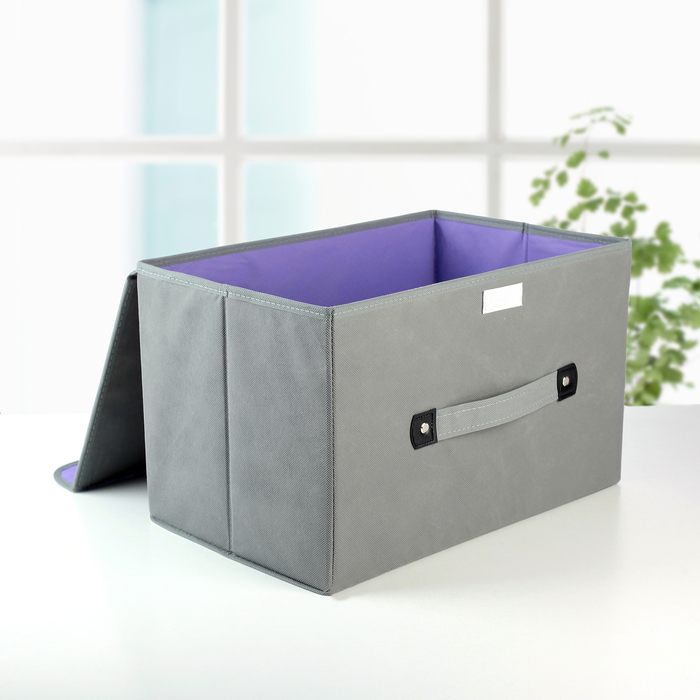 Короб для хранения с крышкой 47х31х30 см "Селика", цвет серо-фиолетовый