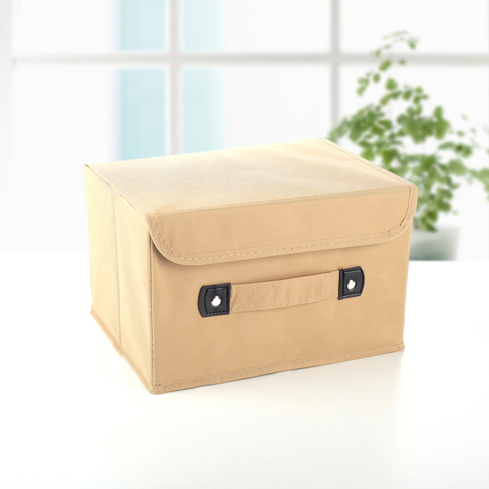 Короб для хранения с крышкой 27х20х16 см &quot;Селика&quot;, цвет бежево-зелёный