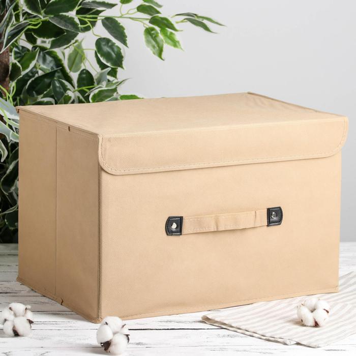 Короб для хранения с крышкой 47х31х30 см "Селика", цвет бежево-зелёный