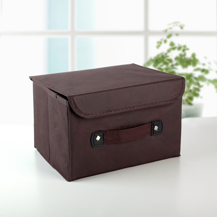 Короб для хранения с крышкой 27х20х16 см &quot;Селика&quot;, цвет коричнево-зелёный