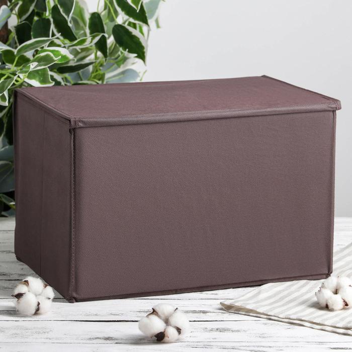 Короб для хранения с крышкой 38х25х25 см "Селика", цвет коричнево-зелёный