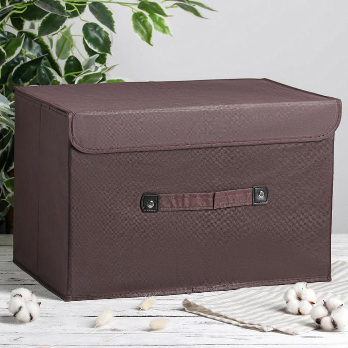 Короб для хранения с крышкой 47х31х30 см &quot;Селика&quot;, цвет коричнево-зелёный