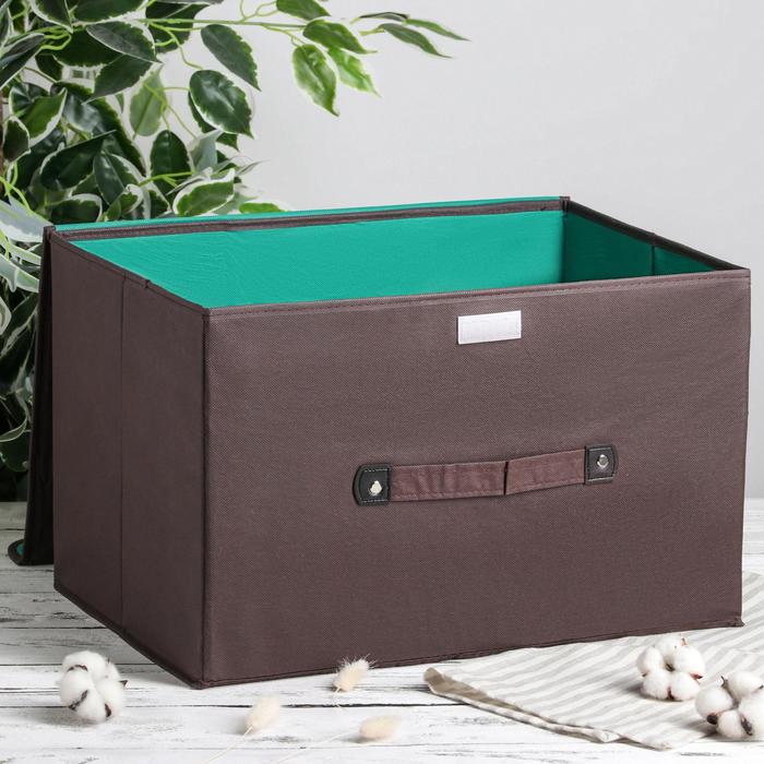 Короб для хранения с крышкой 47х31х30 см "Селика", цвет коричнево-зелёный